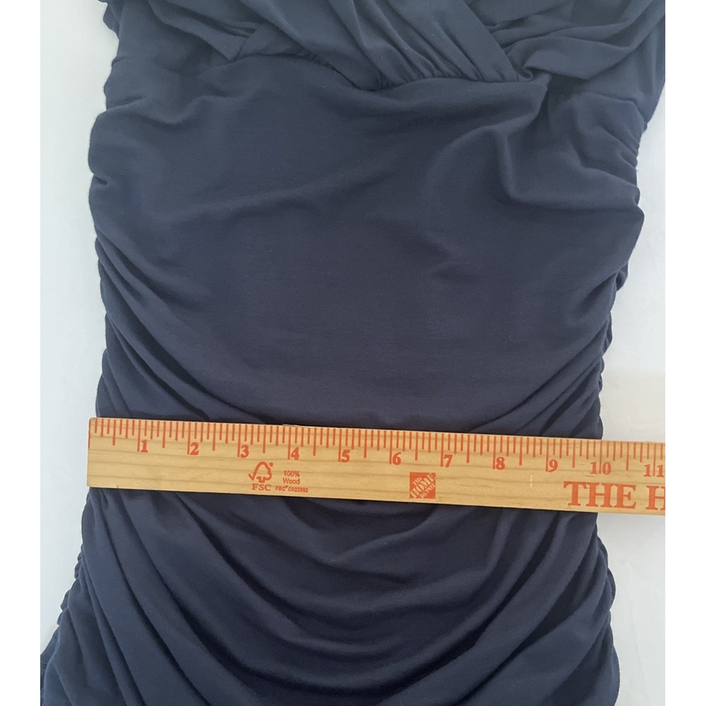 VTG Y2K Bebe Women’s Ruched Side Bodycon Dress Navy Blue Size Small Made In USA - Picture 13 of 16